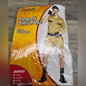 Sargent Short Pants Spirit Halloween costume mens medium tan troopers